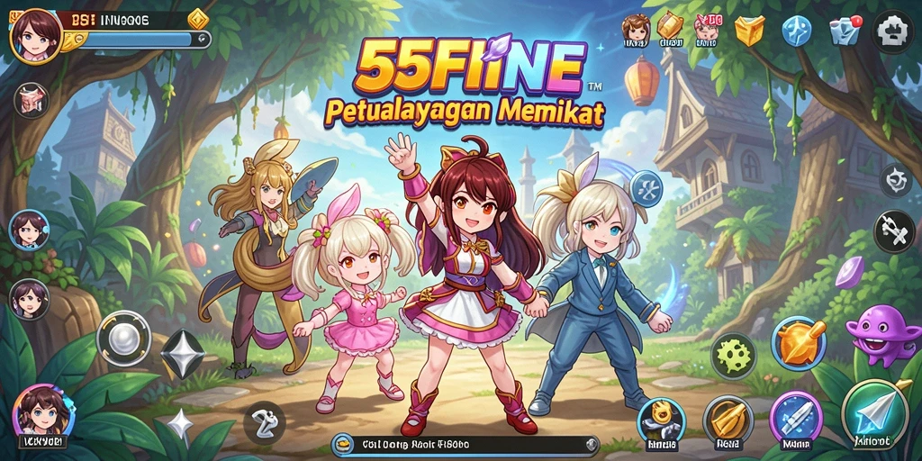 Tangkapan layar utama 55FIVE menampilkan aksi seru dalam dunia Anime.