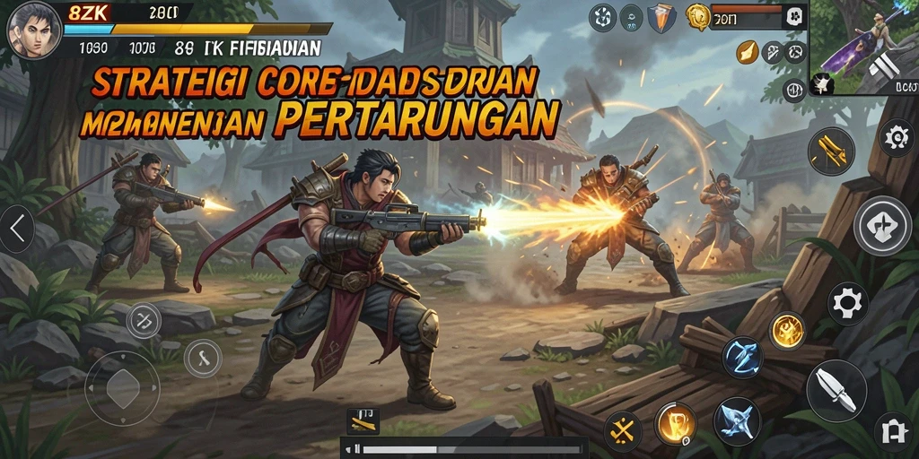 Screenshot gameplay 8ZK yang menunjukkan pertempuran strategi mendebarkan.