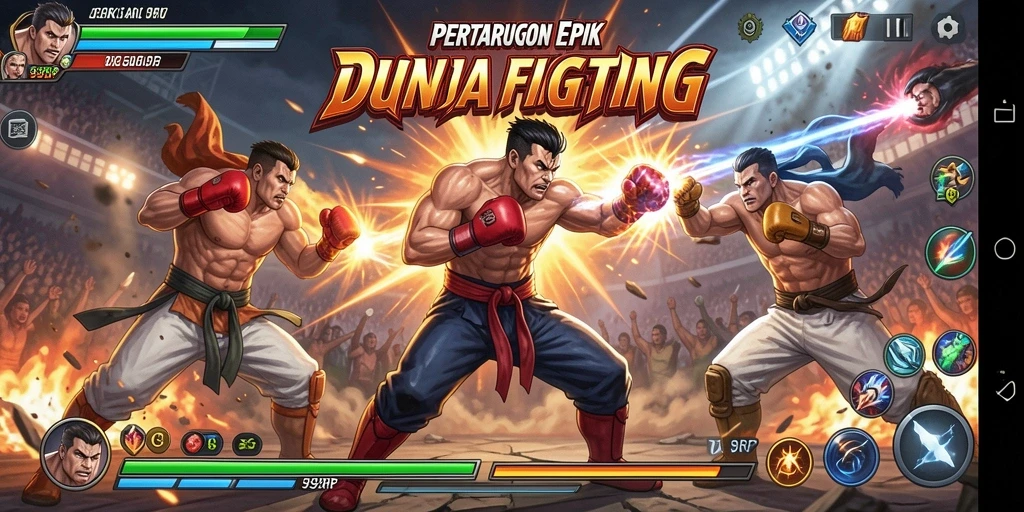 Tangkapan layar menampilkan pertarungan seru dalam game 99RP.