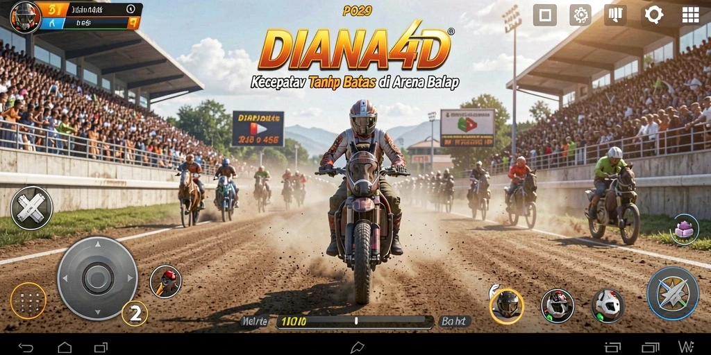 Tampilan gameplay balapan yang seru dan mendebarkan.