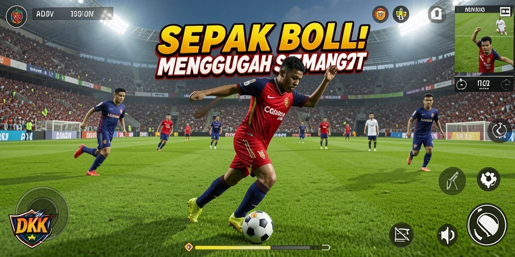 Screenshot menunjukkan aksi seru dalam DKK dengan pemain berlarian di lapangan.