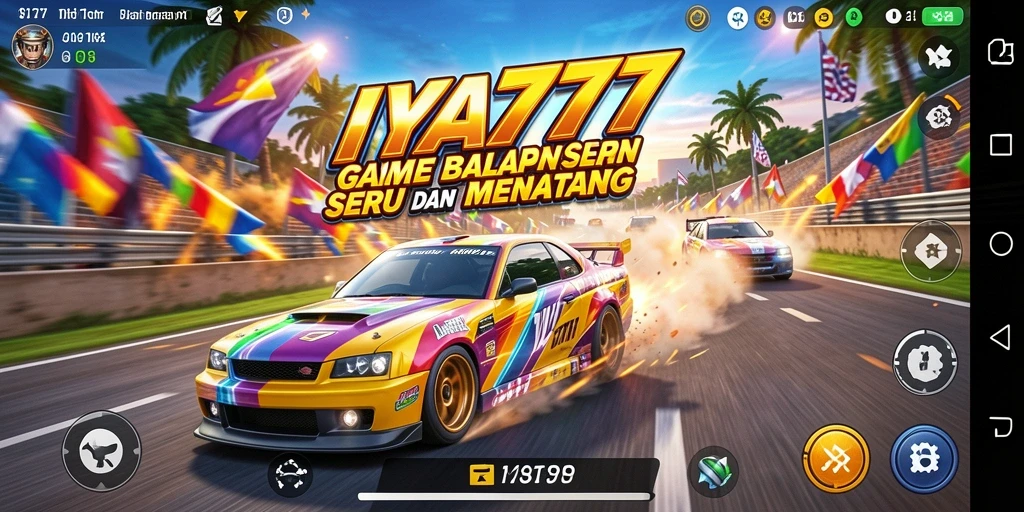 Gameplay balapan seru di IYA777 dengan mobil yang cepat.