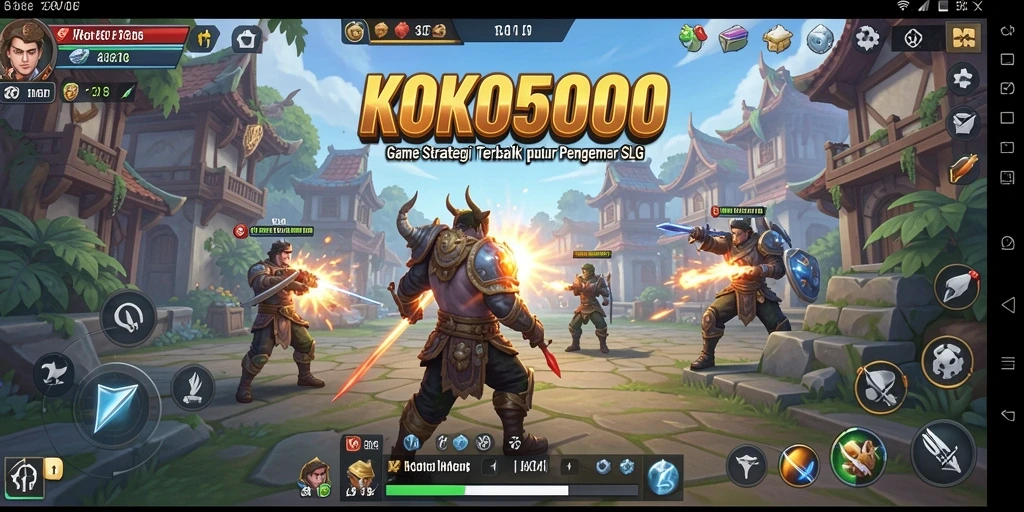 Tampilan gameplay menegangkan dalam KOKO5000 yang menunjukkan strategi SLG.