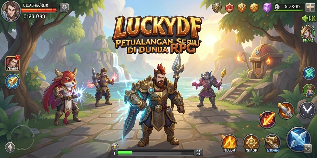 Screenshot gameplay <strong>LUCKYDF</strong> menampilkan pertarungan epik dan eksplorasi dunia yang luas.