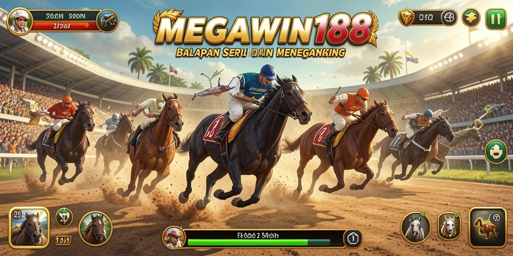 Tampilan balapan seru di MEGAWIN188 dengan mobil cepat.