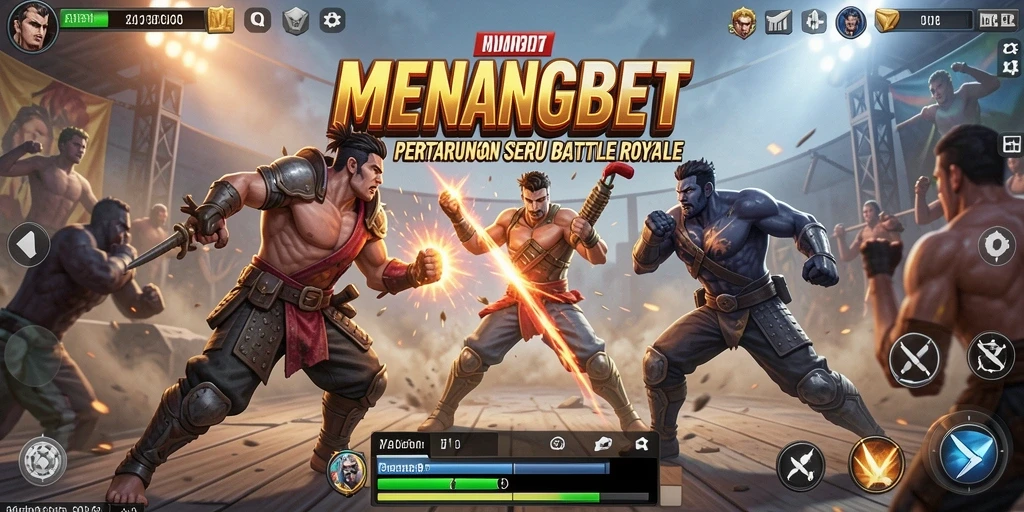 Tampilan gameplay seru dalam MENANGBET yang penuh aksi Battle Royale.