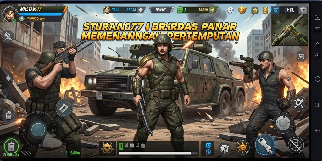 Tangkapan layar dari gameplay MUSTANG77 yang menampilkan pertempuran strategis.