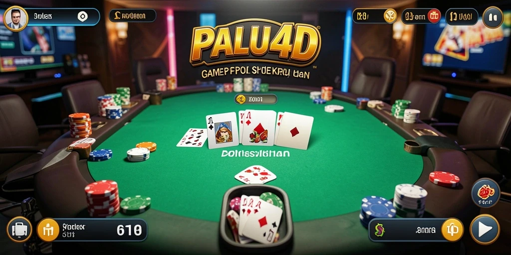 Screenshot gameplay PALU4D menampilkan suasana poker yang mendebarkan.