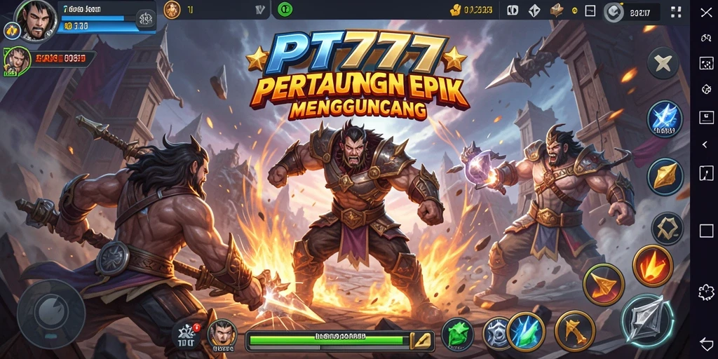 Tampilan gameplay PT777 saat karakter bertarung dengan efek visual menakjubkan.