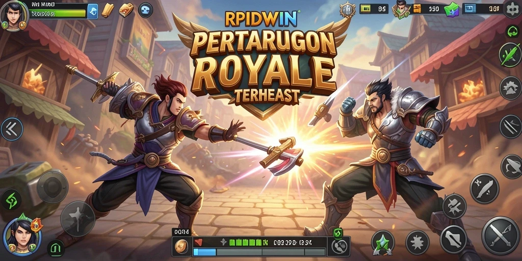Tampilan gameplay RPIDWIN yang mendebarkan di arena pertempuran.