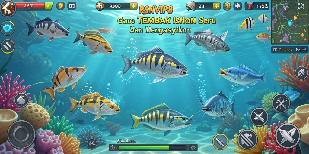 Screenshot gameplay RSNVIP8 menampilkan serunya menembak ikan.