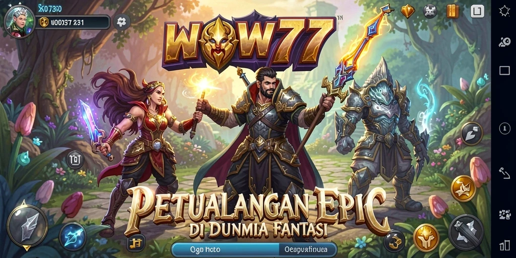 Tampilan gameplay WOW77 dengan karakter beraksi di dunia fantasi.