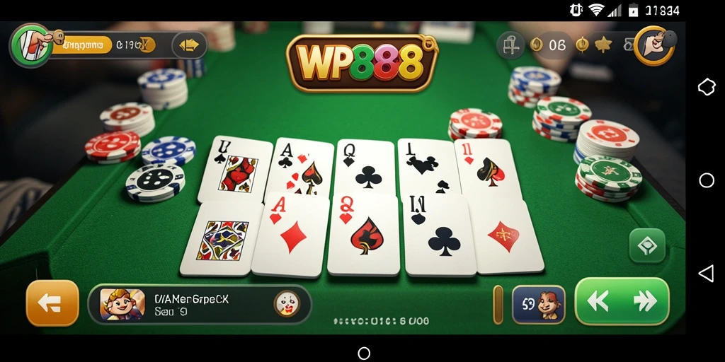 Screenshot WP888 menampilkan gameplay Gaple yang seru dan interaktif.