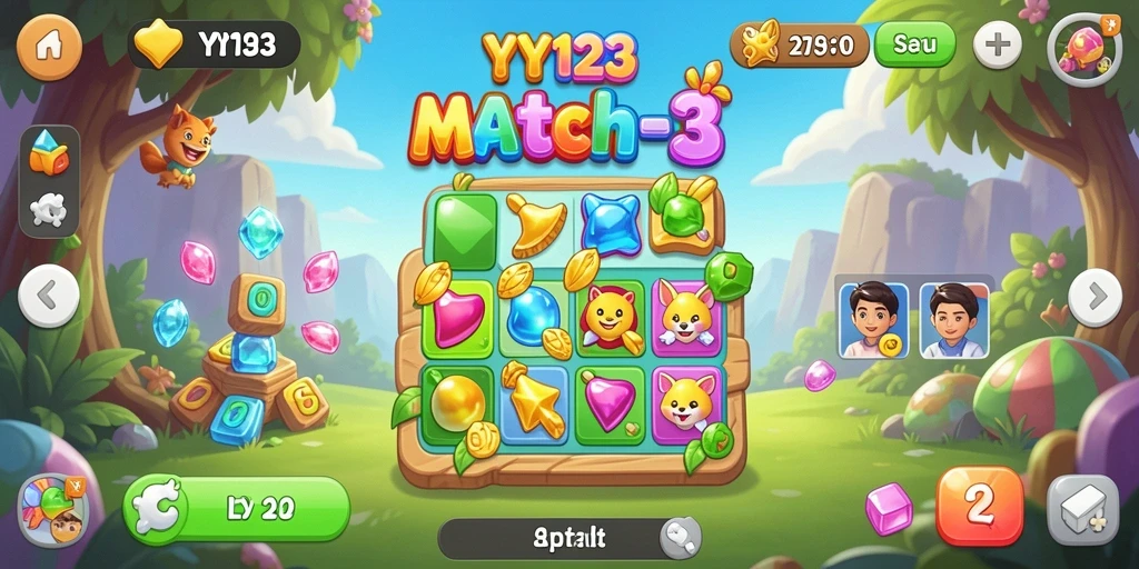 Tangkapan layar permainan <strong>YY123</strong> dengan aksi mencocokkan item yang seru.